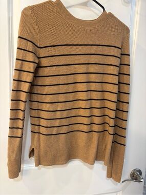 Gap Brown Stripe Knit Sweater - Classic Crew Neck